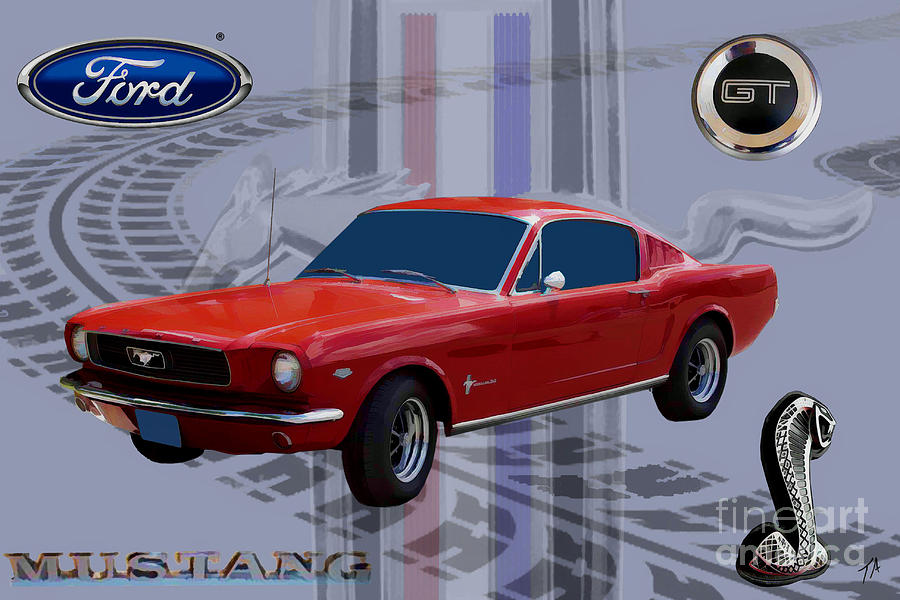 Cobra Digital Art - Mustang Poster by Tommy Anderson