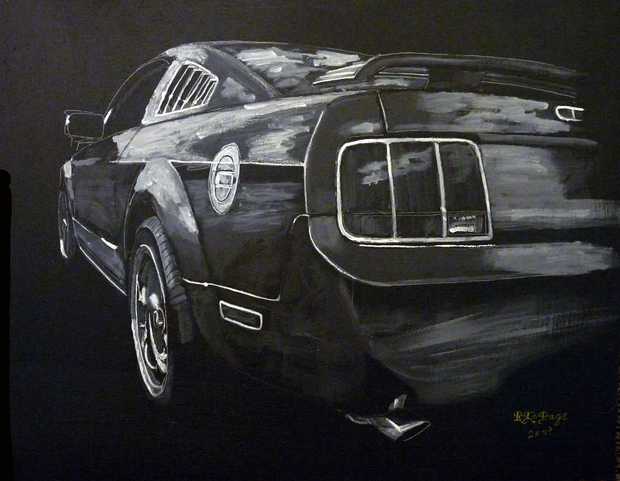 Mustang Rear Painting by Richard Le Page