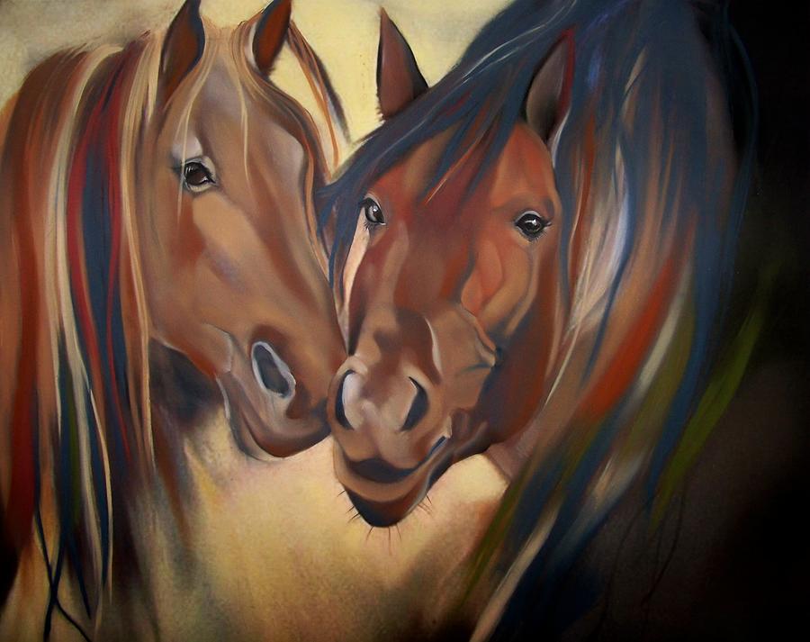 Mustangs Pastel by Marika Evanson