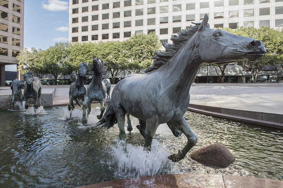 Mustangs of Las Colinas sculpture in Irving Texas Photograph by Carol M Highsmith