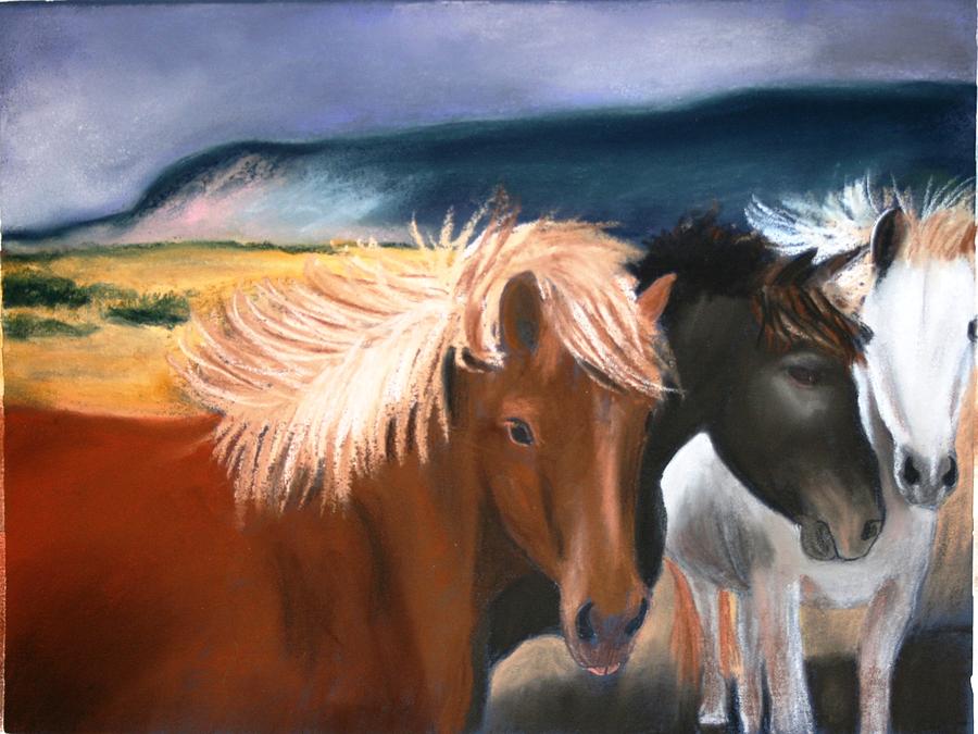 Mustangs2 Pastel by Michele Turney