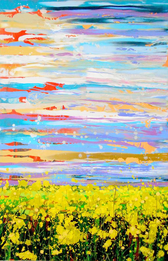 Mustard Field Study Painting by Angie Wright