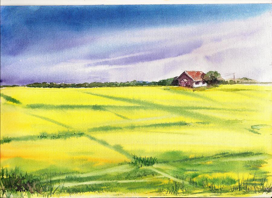 Mustard Fields Painting - Mustard fields in summer by Asha Sudhaker Shenoy