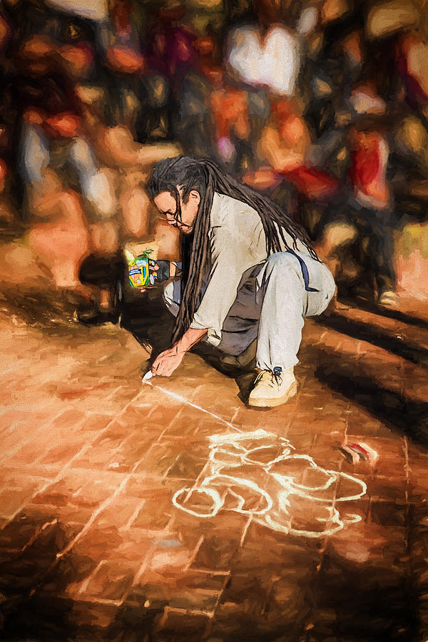 Chalk Photograph - Mutant Ninja Chalk Drawing by John Haldane