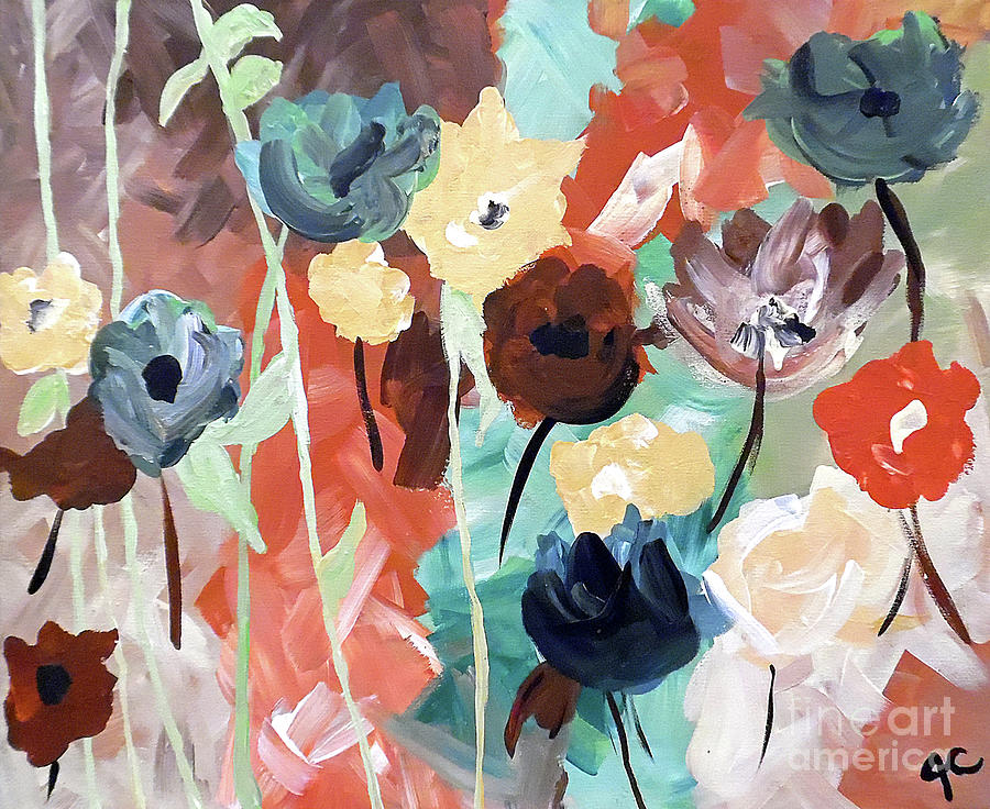 Abstract Painting - Muted Floral Abstraction by Jilian Cramb - AMothersFineArt