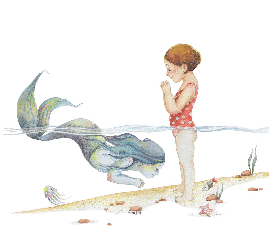 Mermaid Drawing - Mutual admiration by Soosh