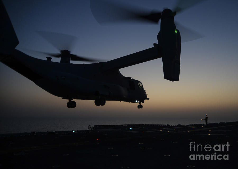 Us Navy Painting - MV-22B Osprey tiltrotor aircraft launching by Celestial Images