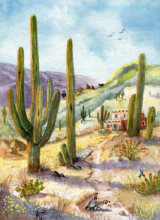 My Adobe Hacienda Painting by Marilyn Smith
