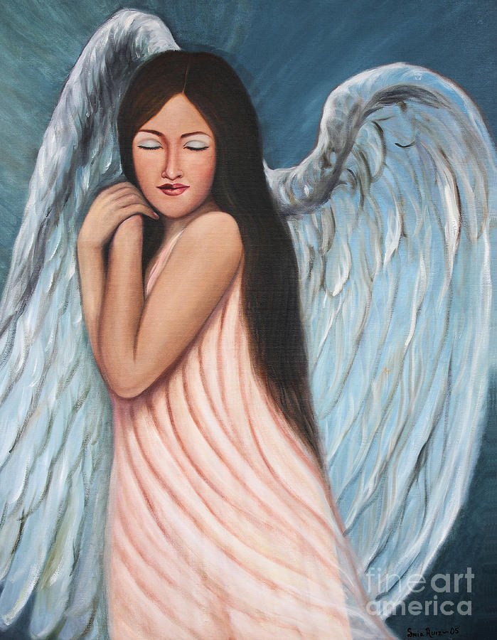 My Angel in Blue Painting by Sonia Flores Ruiz