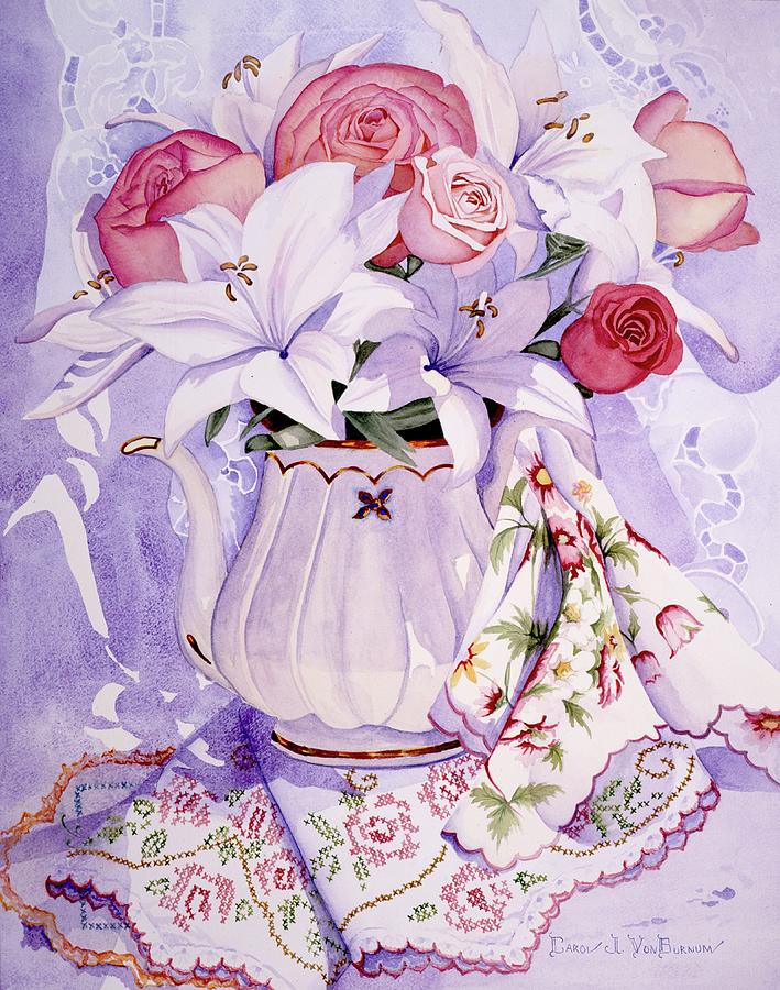 My aunt's linens Painting by Carol VonBurnum Fine Art America