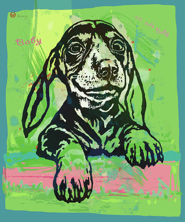 Portrait Mixed Media - My Baby - Dog pop art poster by Kim Wang