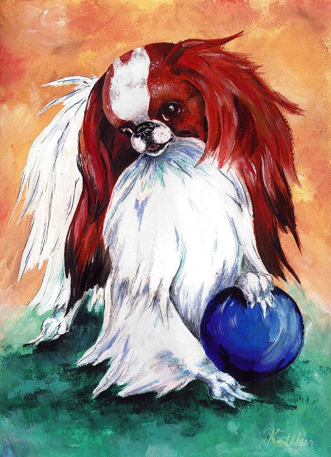 Japanese Chin Painting - My Ball by Kathleen Sepulveda Japanese Chin Painting - My Ball by Kathleen Sepulveda