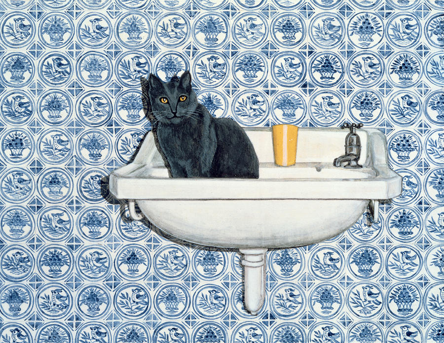 Cat Painting - My Bathroom Cat  by Ditz