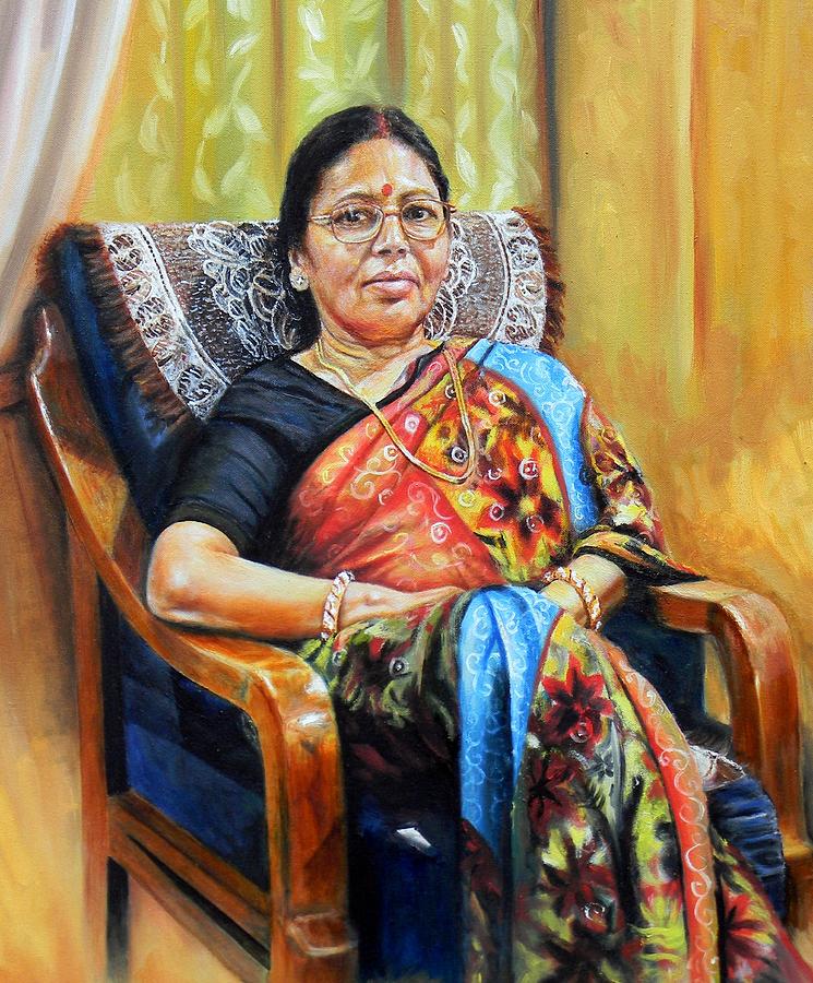 Portrait Painting - My better half by Dinesh  Dubey