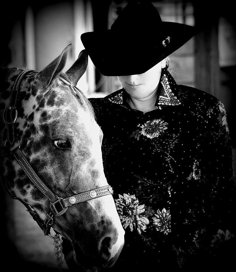 Portrait Photograph - My Black Hat and Appaloosa by Barbara Dudley