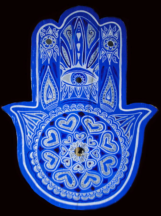 My Blue Hamsa Painting by Patricia Arroyo