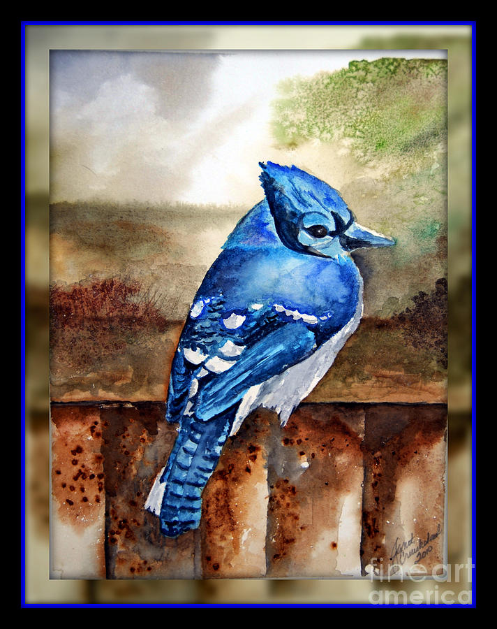 My Bluejay Friend Painting by Janet Cruickshank