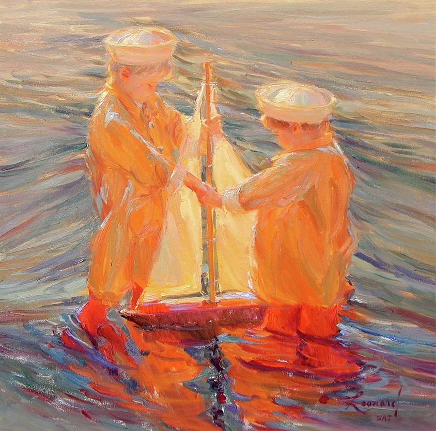 My Brothers Sailboat Painting by Diane Leonard