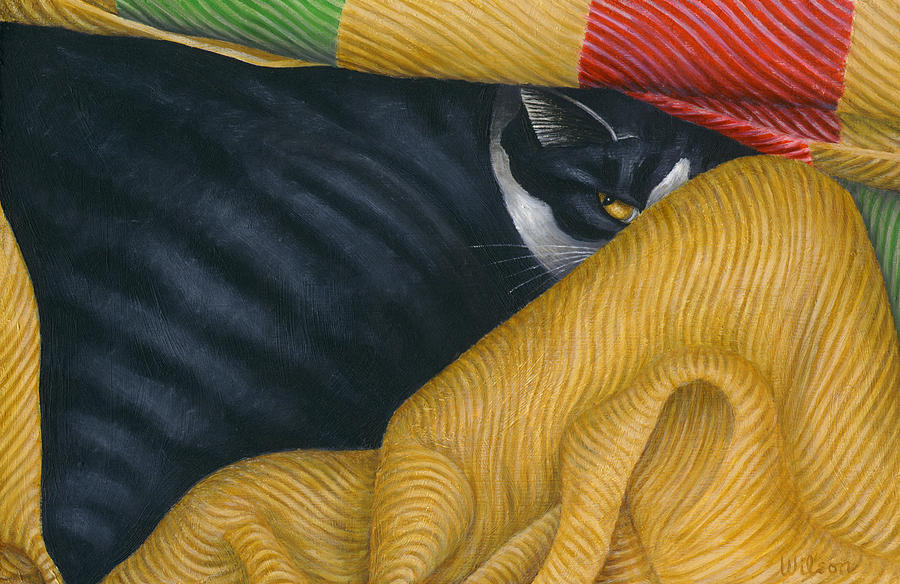 Cat Painting - My Cat Blanket by Carol Wilson