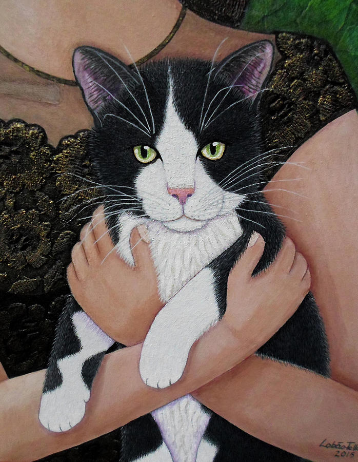 Cat Painting - My cat friend by Madalena Lobao-Tello