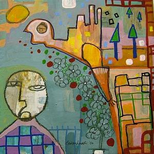 Outsider Painting - My Checkered Past by Andrew Lewandowski Outsider Painting - My Checkered Past by Andrew Lewandowski