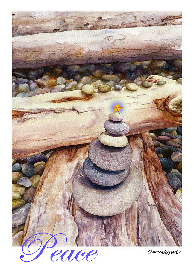 Peace Cairn Painting by Anne Gifford
