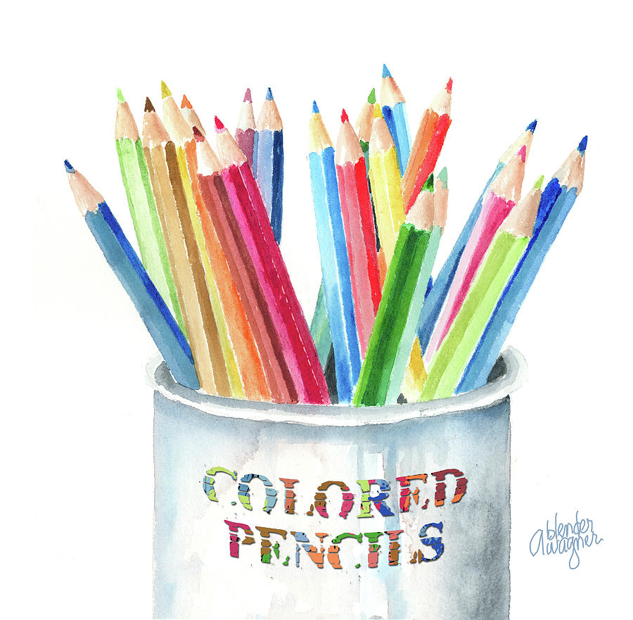 Still Life Painting - My Colored Pencils by Arline Wagner