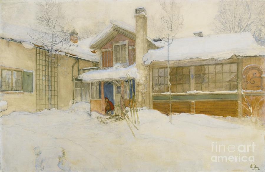 My Country Cottage In Winter Painting by MotionAge Designs