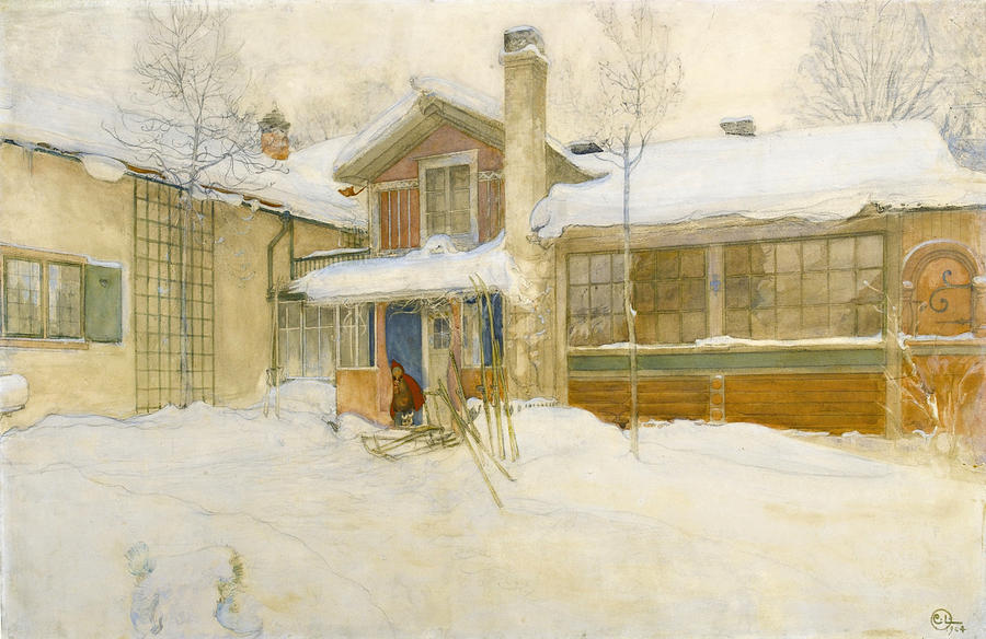 My Country Cottage in Winter. Sundborn Painting by Carl Larsson