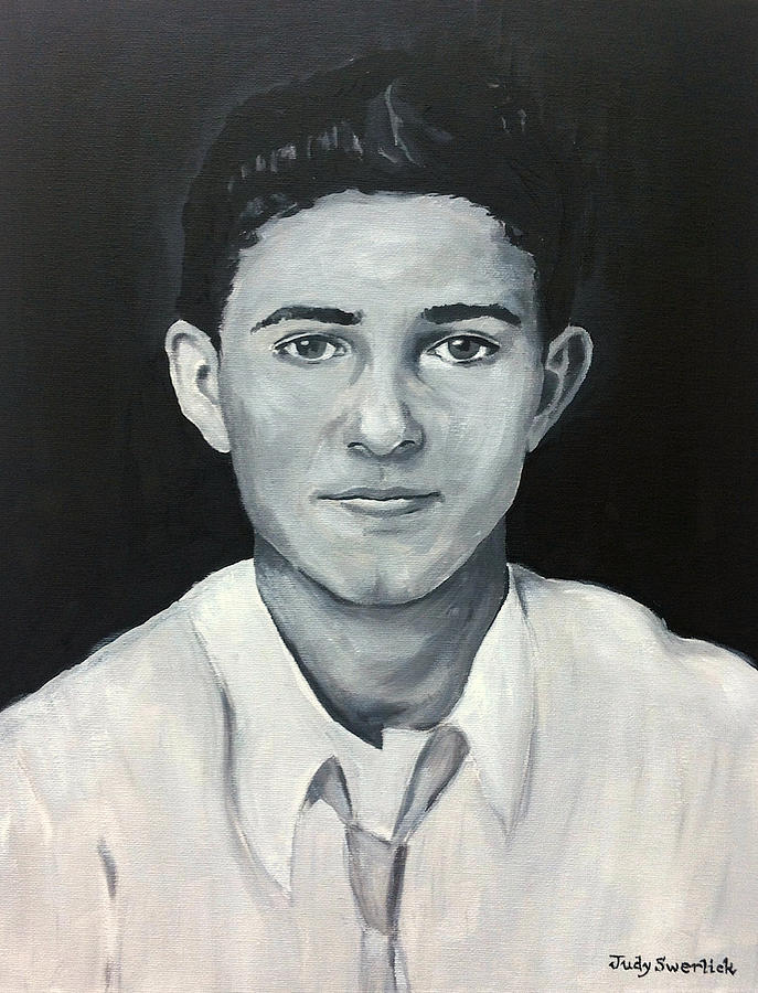 Black And White Painting - My Dad Morris at Fifteen by Judy Swerlick