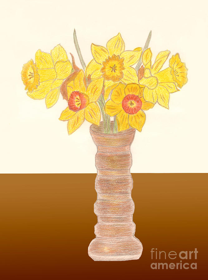 My Daffodils Drawing by Donna L Munro