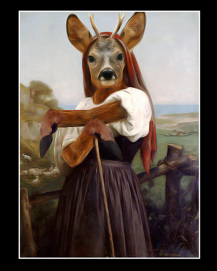 My Deer Shepherdess Painting by Gravityx9 Designs