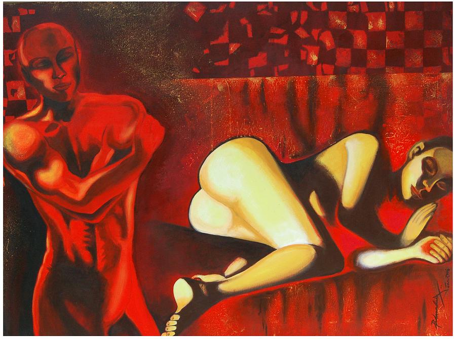 Nude Painting - My Dilemma by Padmakar Kappagantula
