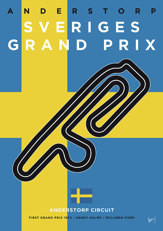 Swedish Digital Art - My F1 ANDERSTORP Race Track Minimal Poster by Chungkong Art