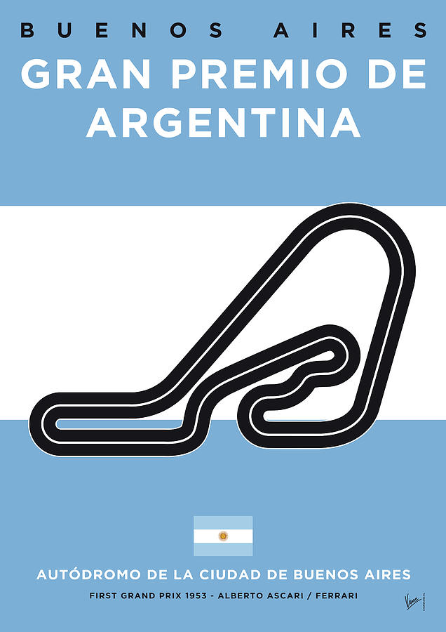 Car Digital Art - My F1 Buenos Aires Race Track Minimal Poster by Chungkong Art