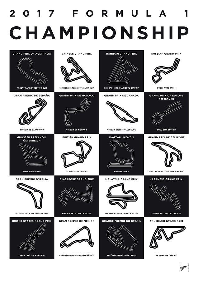 My F1 SEASON 2017 Race Track Minimal Poster Digital Art by Chungkong Art