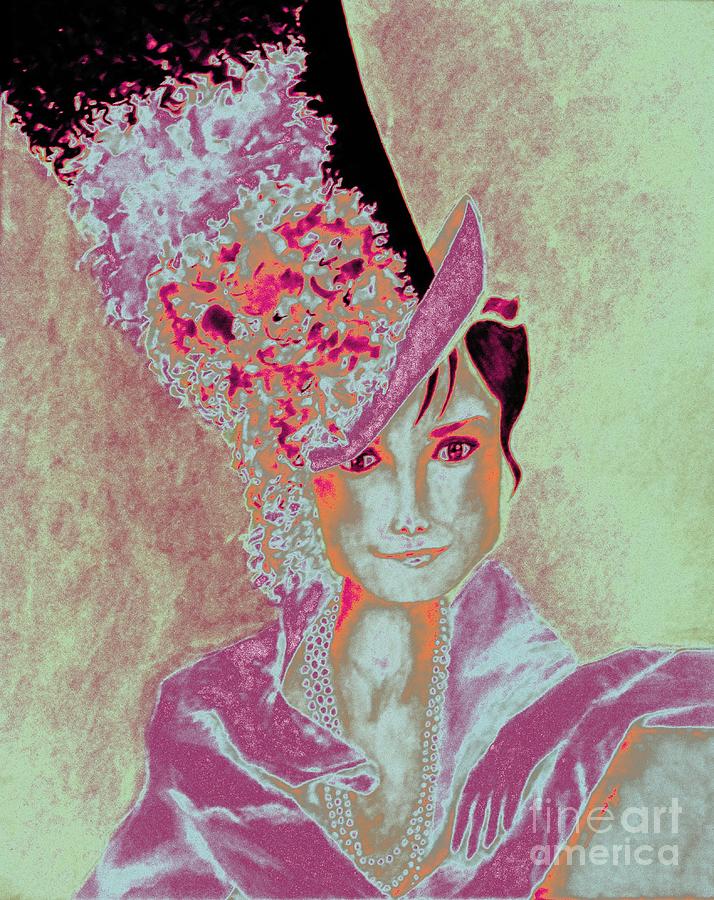 My Fair Audrey -- in Raspberry and Orange Painting by Jayne Somogy