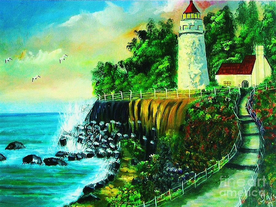 Beach Painting - My Favorite Lighthouse by Iris  Mora