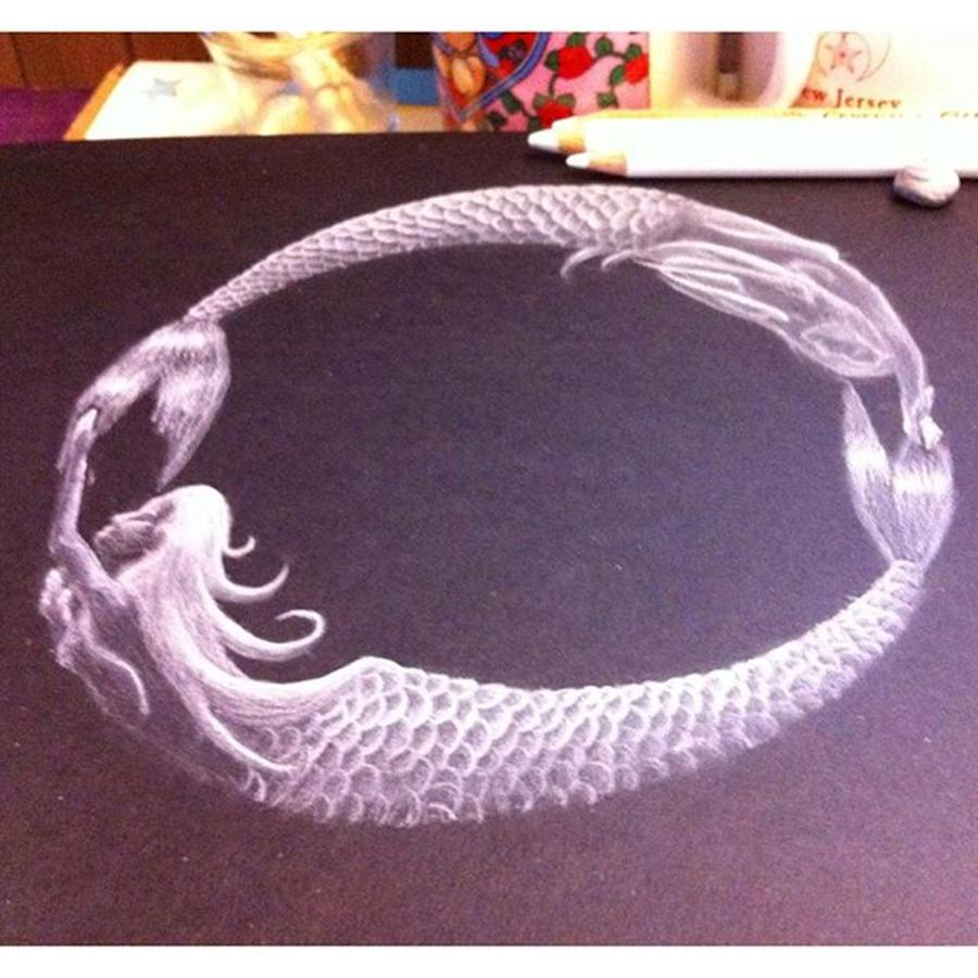 Mermaid Photograph - My First Drawing On Black Paper...😁 by Sarah Krafft