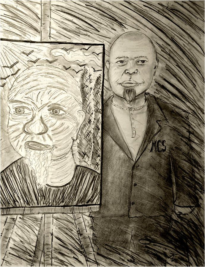 My Friend Marc C Slootjes With One Of His Self-portrait Drawing