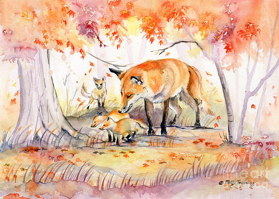 Wildlife Painting - My Garden in Autumn by Melly Terpening