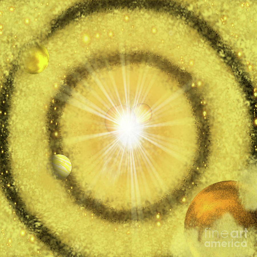 Space Painting - My Golden Universe by Two Hivelys
