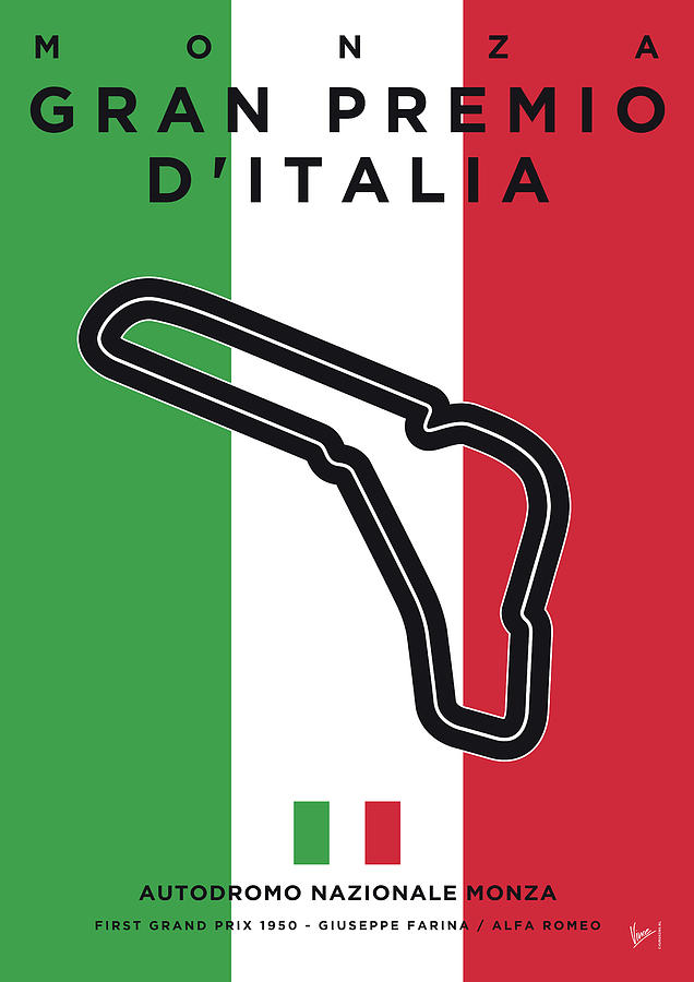 Autodromo Digital Art - My Gran Premio D Italia Minimal Poster by Chungkong Art