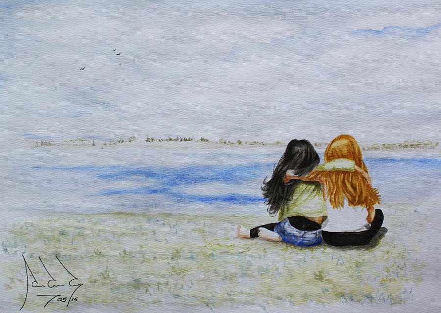 Spring Painting - My Granddaughters by Jorge Rueda