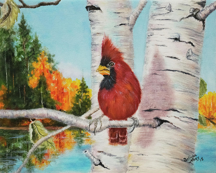 Cardinal Painting - My Guardian Angel by Belinda Nagy