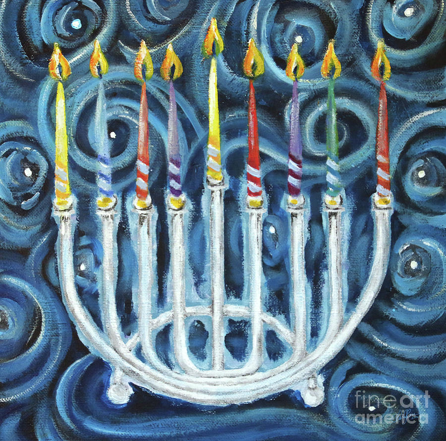 Hanukkah Painting - My Hanukkiah by Cheryl Rose