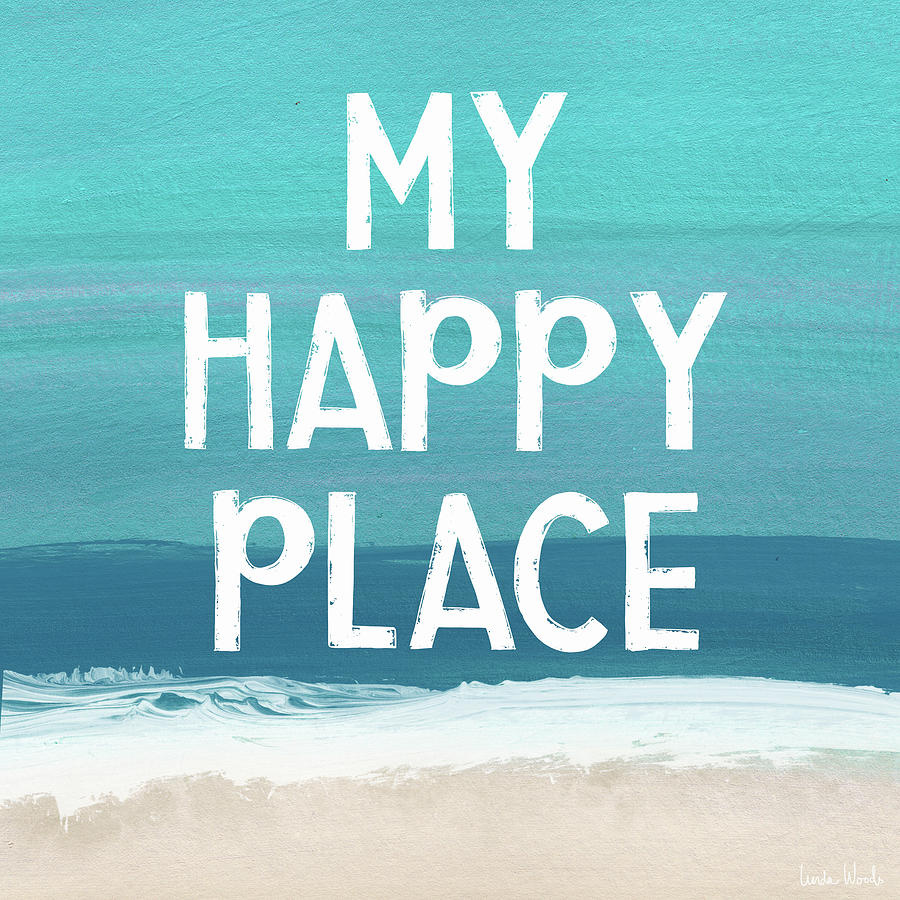 My Happy Place Beach- Art by Linda Woods Mixed Media by Linda Woods