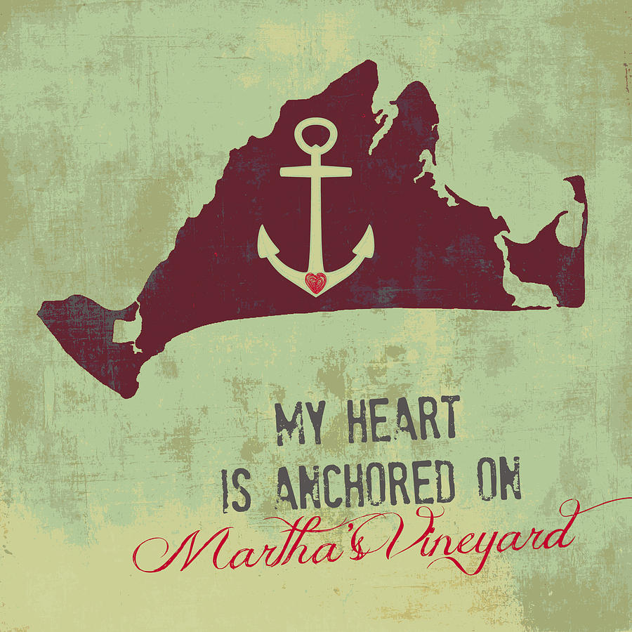 Brandi Fitzgerald Digital Art - My Heart is Anchored on Marthas Vineyard Green by Brandi Fitzgerald