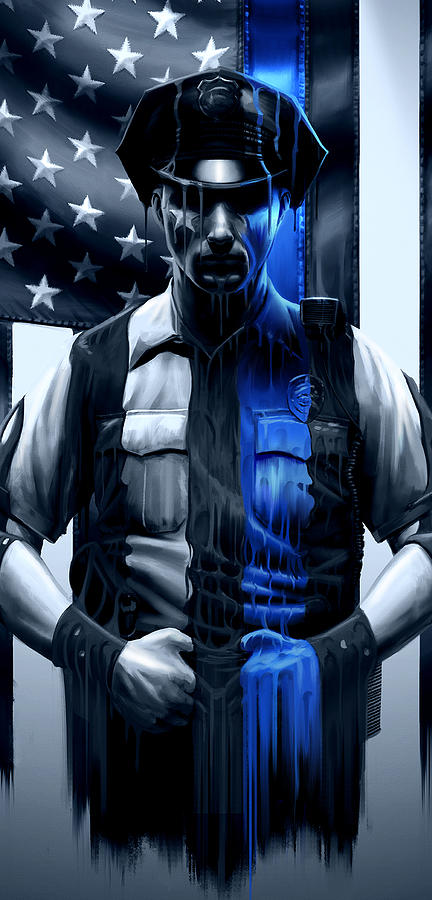 Cop Digital Art - My Hero Wears Blue by Canvas Cultures