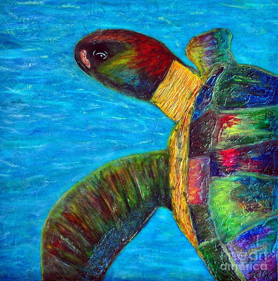 My Hippy Turtle Painting by Davids Digits - Fine Art America